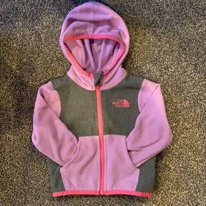 6-12 mos. The North Face hooded sweatshirt.